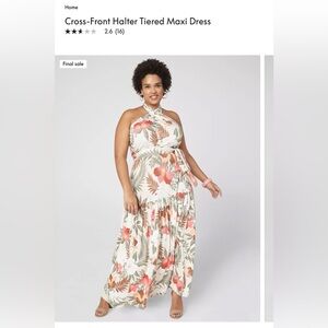 Lane Bryant Multicolor Floral Halter Maxi Dress